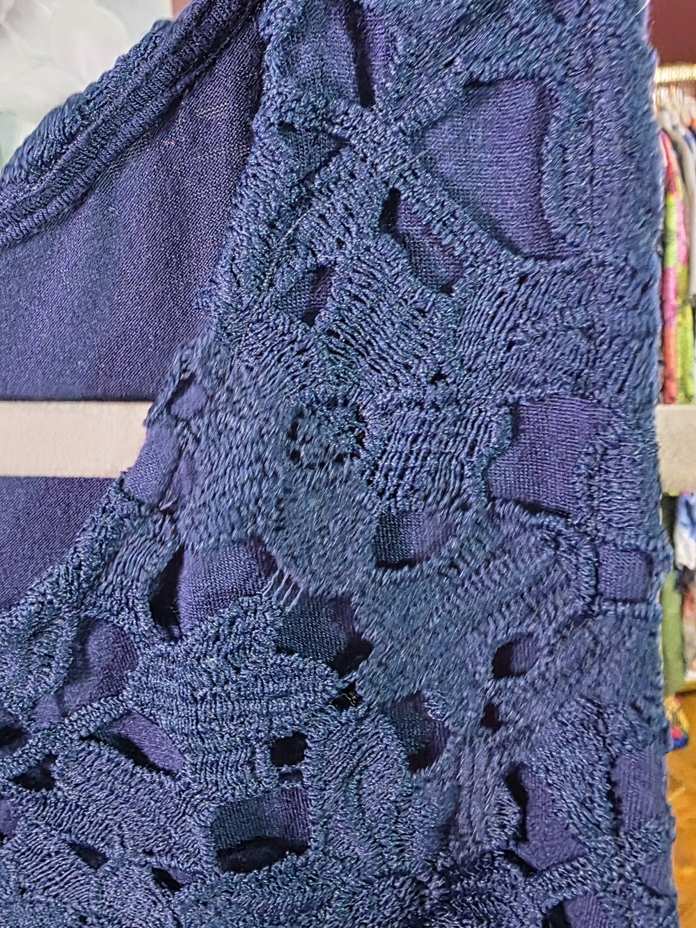 St. Tropez West Navy Crochet Lace Tank Top Sleeveless Boho XS - Picture 7 of 8